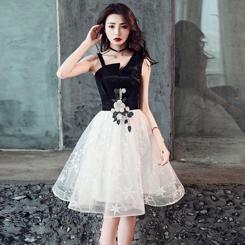 Black and white short prom dress homecoming dress 8360