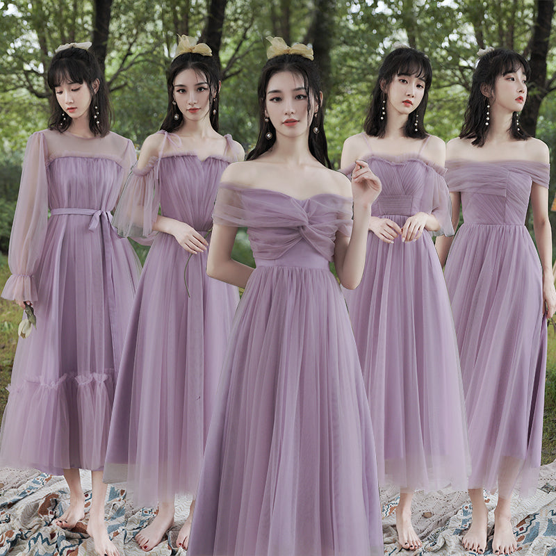 Purple tulle short prom dress party dress 10042