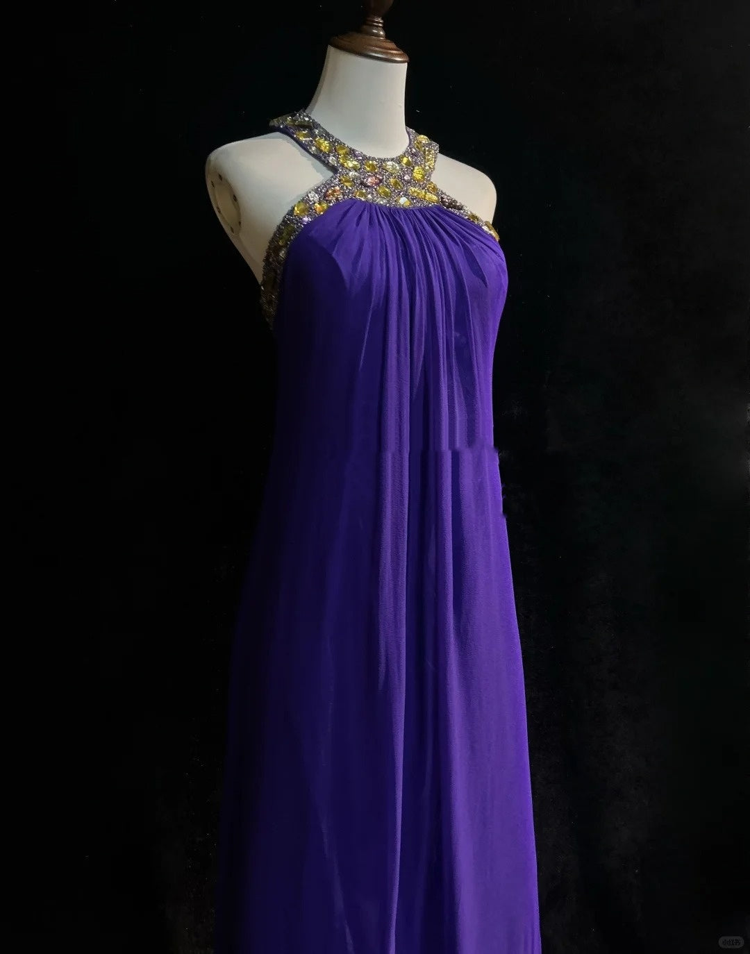 Purple Vintage Fashion Elegant Exquisite Gem Rhinestone Beading Long Floor Length Tulle Ball Gown Evening Dress Party Dress Prom Dress gh3863