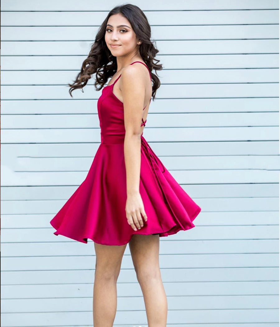 Cute satin short prom dress party dress 8303