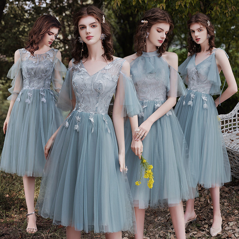Cute lace tulle short prom dress party dress 8308