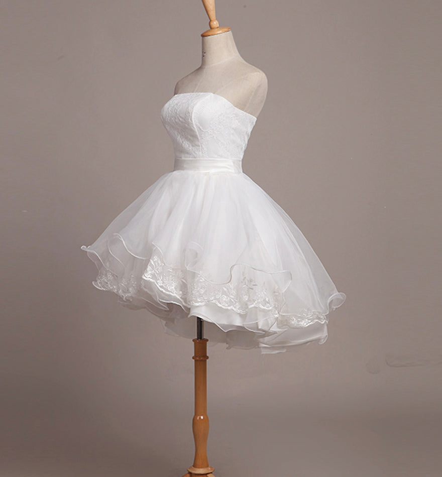 White/Red/Blue Sweet Cute Tulle Lace Short Prom Dress Homecoming Dress 8385
