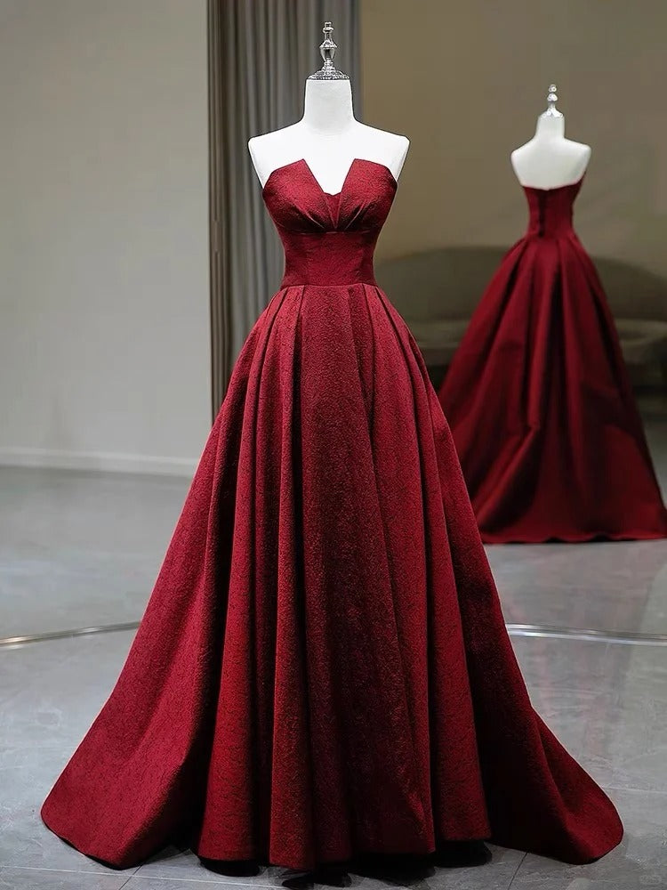Beautiful Charming Red Fashion Simple Elegant Long Satin Floor Length Ball Gown Evening Gown Prom Dress gh3725