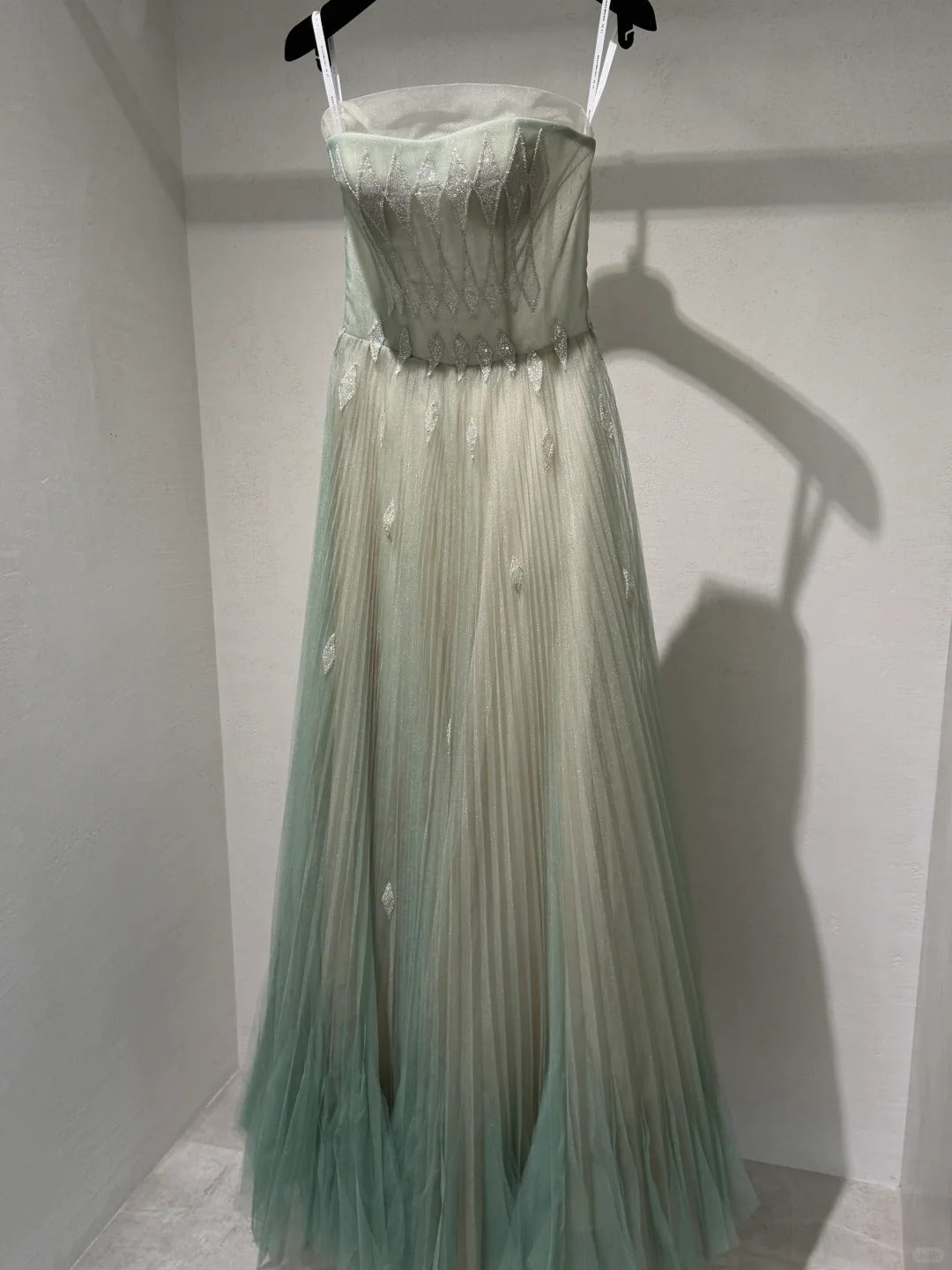 Green fairy gentle beaded long tulle ball gown evening dress gh4360