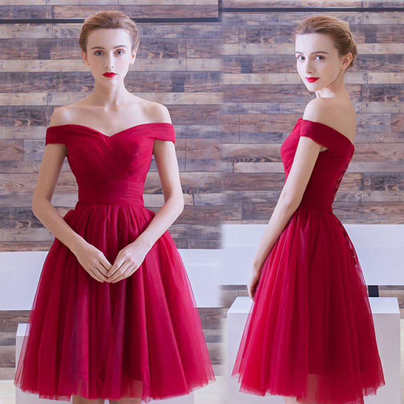 Cute tulle short prom dress party dress 8306