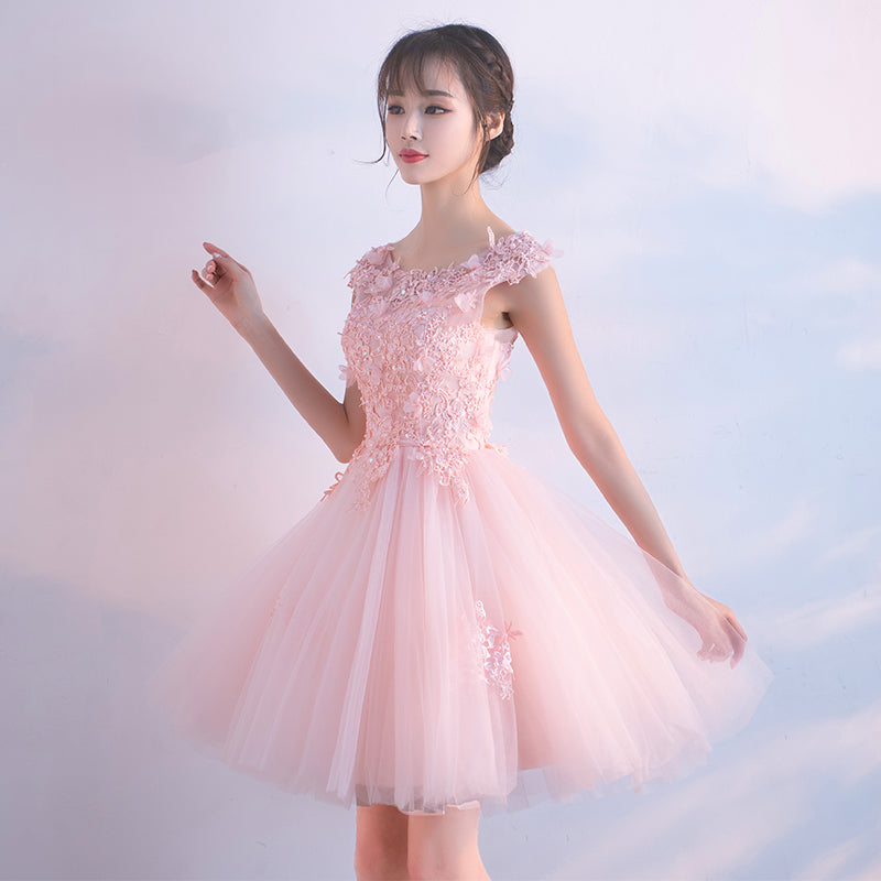 Cute tulle lace short prom dress hoco dress 8327