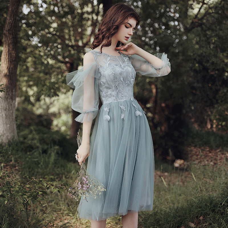 Cute lace tulle short prom dress party dress 8308