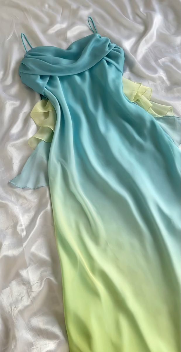 Blue/orange fashion gradient elegant spaghetti strap long chiffon prom dress evening dress party dress gh2934
