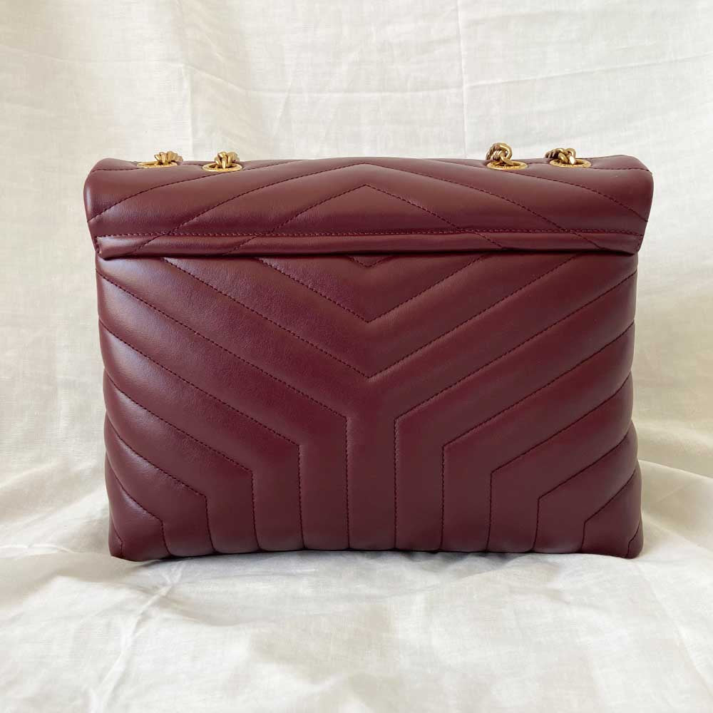 Saint Laurent Lou Medium Quilted Burgundy Shoulder bag