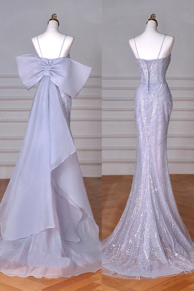 loveedsTM-French purple sling high-end fishtail evening dress