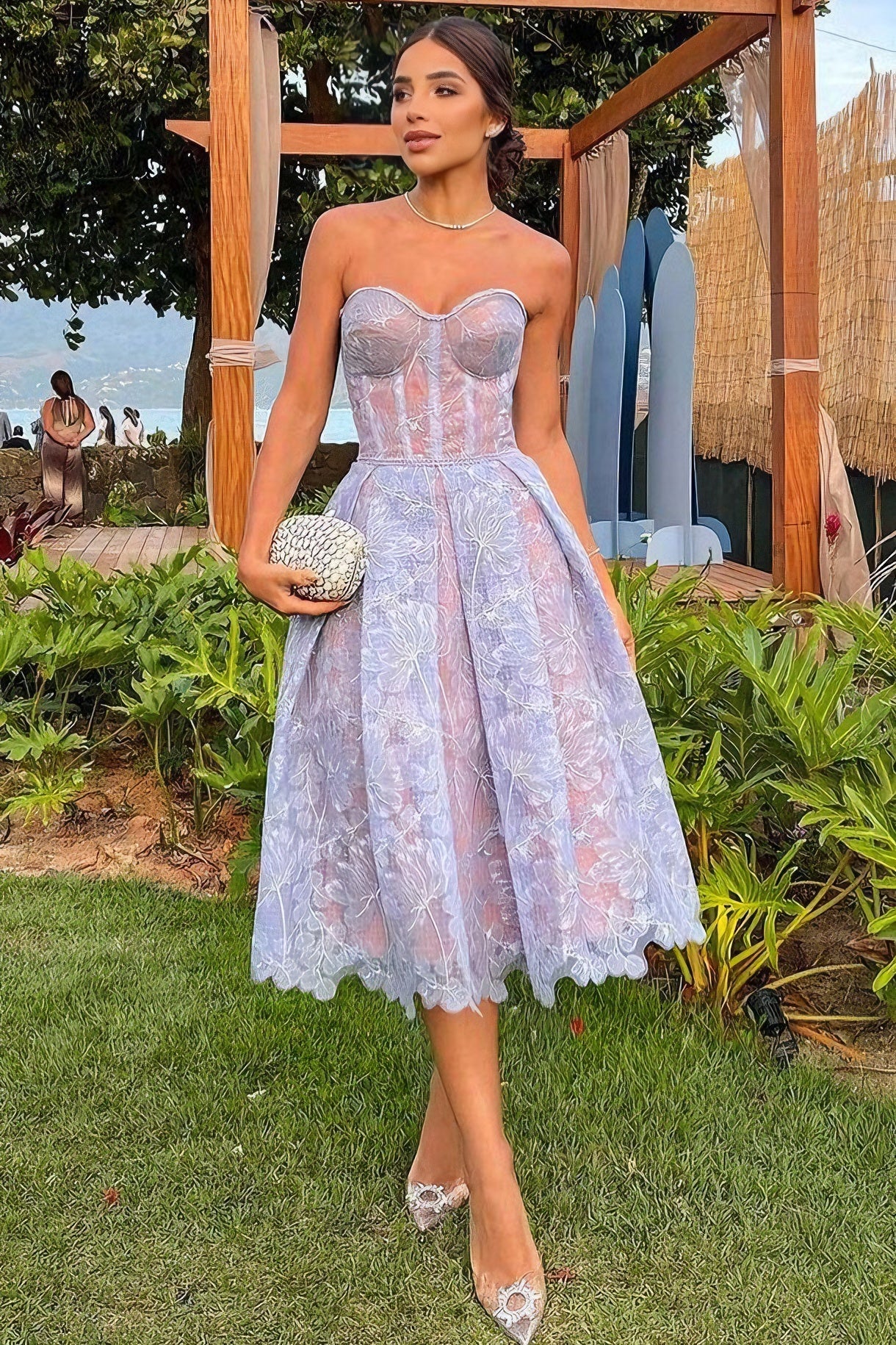 loveedsTM-Sexy embroidered lace evening gown with tube top