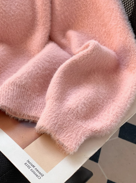 Mink fur soft round neck pullover sweater ED0292