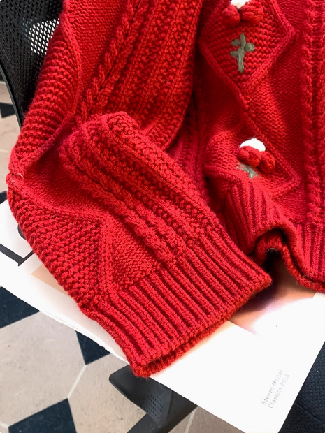 Crochet round neck cardigan sweater ED0299