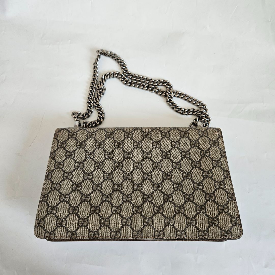 Gucci Beige GG Supreme Canvas and Suede Dionysus Shoulder Bag