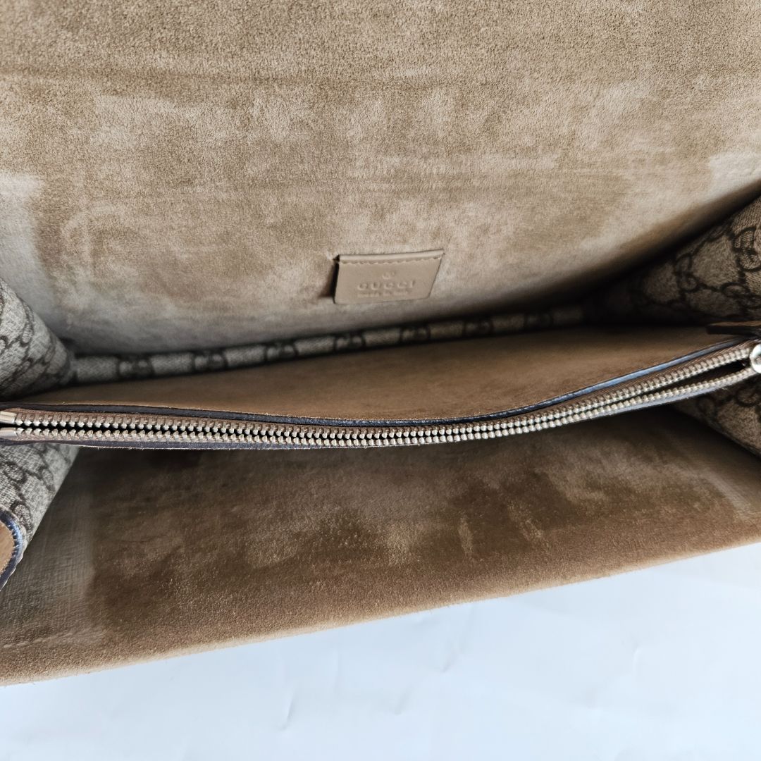 Gucci Beige GG Supreme Canvas and Suede Dionysus Shoulder Bag