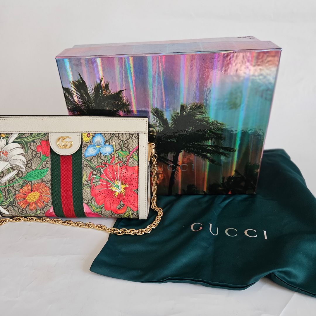 Gucci Multicolor GG Supreme Canvas And Leather Small Ophidia Flora Shoulder Bag