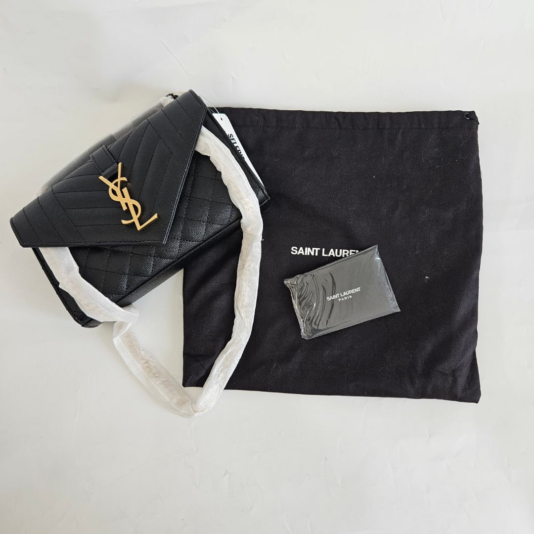 Saint Laurent Small Envelope Bag in Mix Matelassé Grain de Poudre Embossed Leather