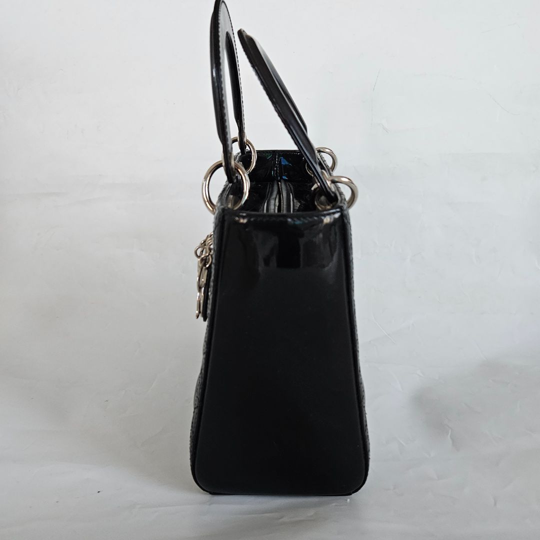 Dior black patent leather medium lady Dior bag