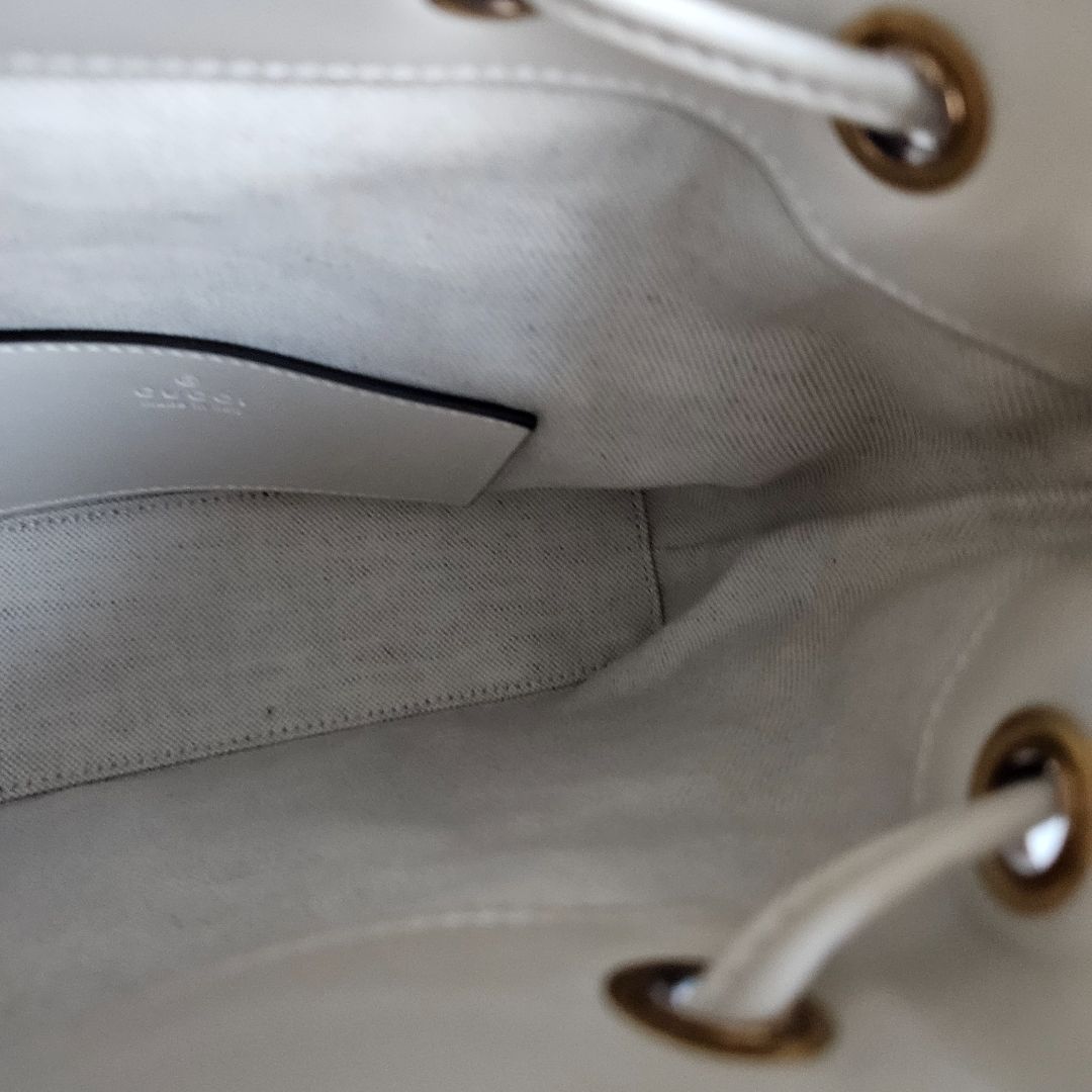 Gucci White Leather Bamboo Backbag