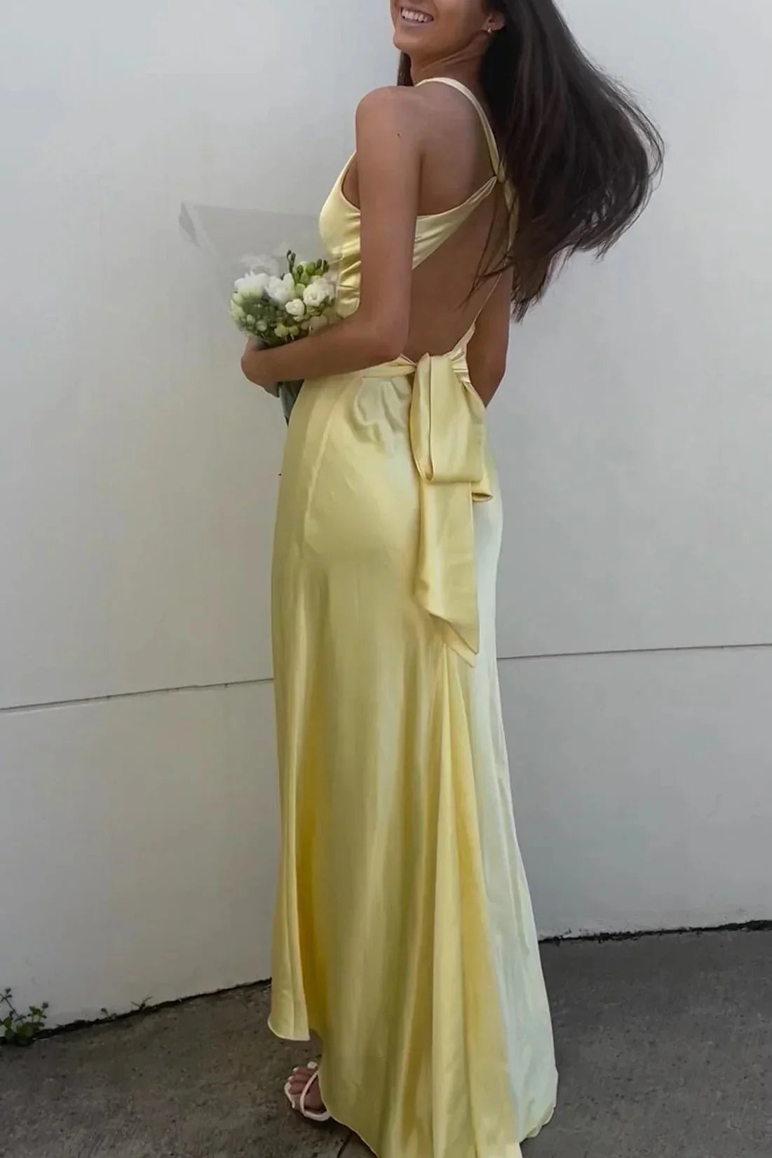 Simple A Line Halter Purple Satin Open Back Prom Dress Evening Dress SH2533