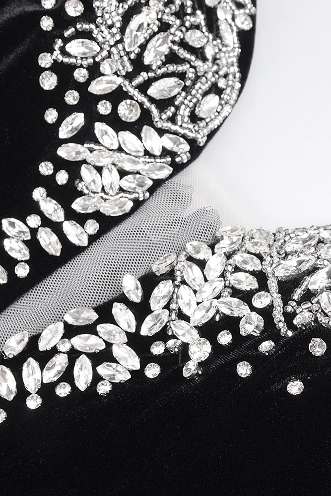 loveedsTM-New sexy tube top slit velvet heavy dress-vx