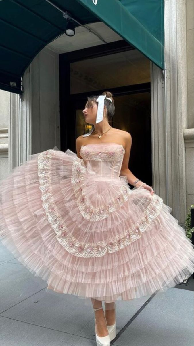 Pink Sweet Cute Floral Lace Long Tulle Prom Dress Evening Dress Party Dress Homecoming Dress gh3296