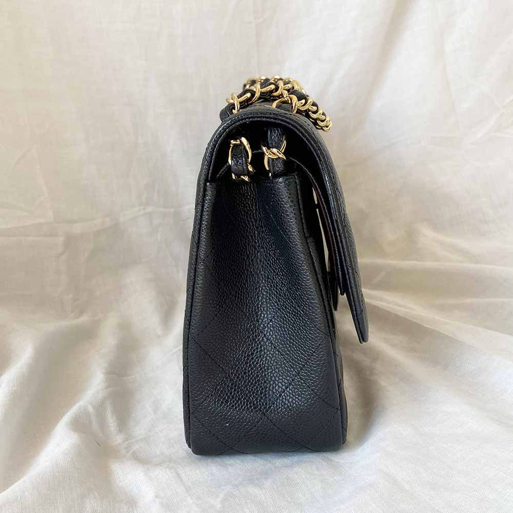Chanel Black Jumbo Caviar Double Flap Classic Bag
