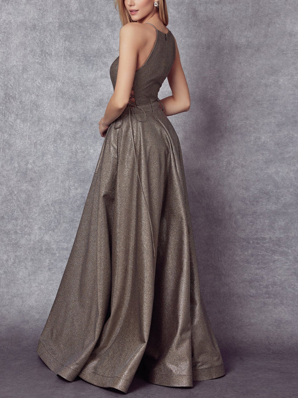 Round Neck Sleeveless Solid Color Maxi Dress