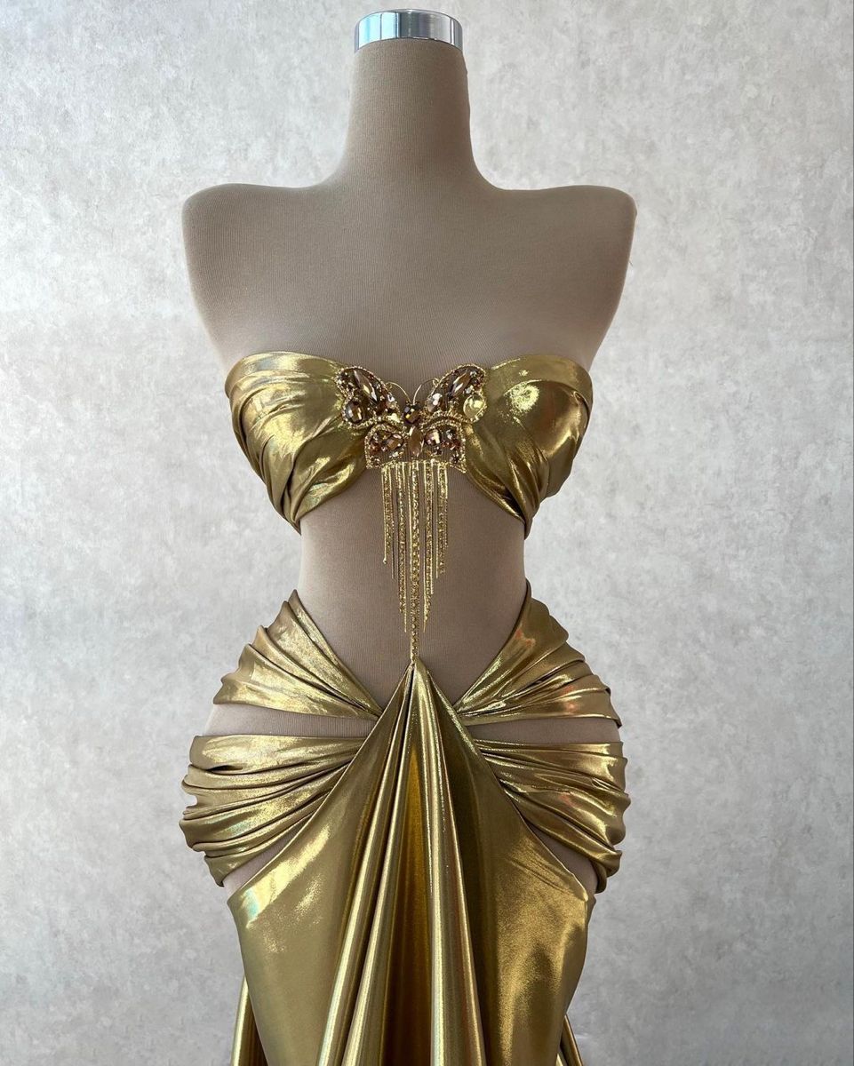 Sexy and Elegant Long Prom Dress with Gold Beads gh4964