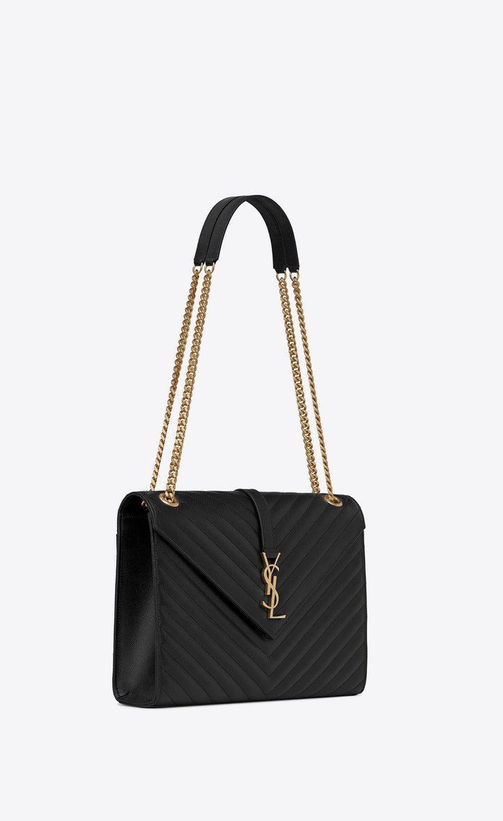 Saint Laurent Envelope Large Bag In Quilted Grain De Poudre Embo