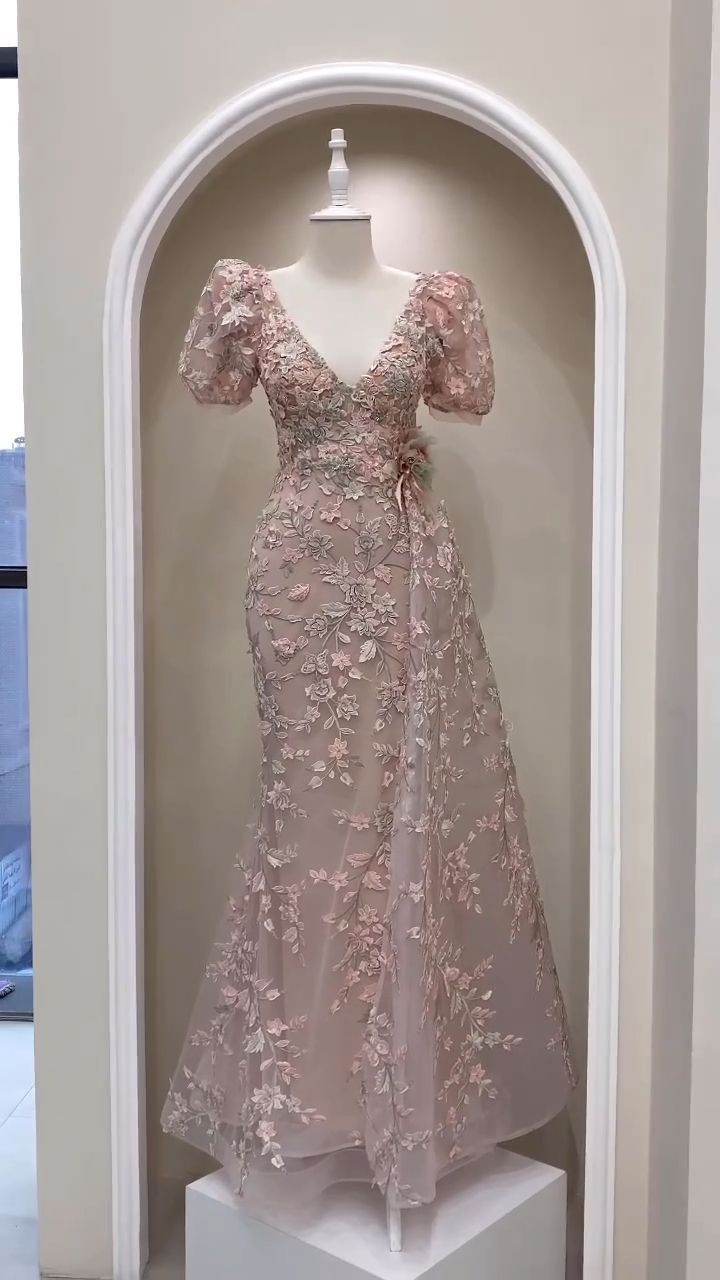 Elegant Mermaid 3D Floral Lace Prom Dress fg5684