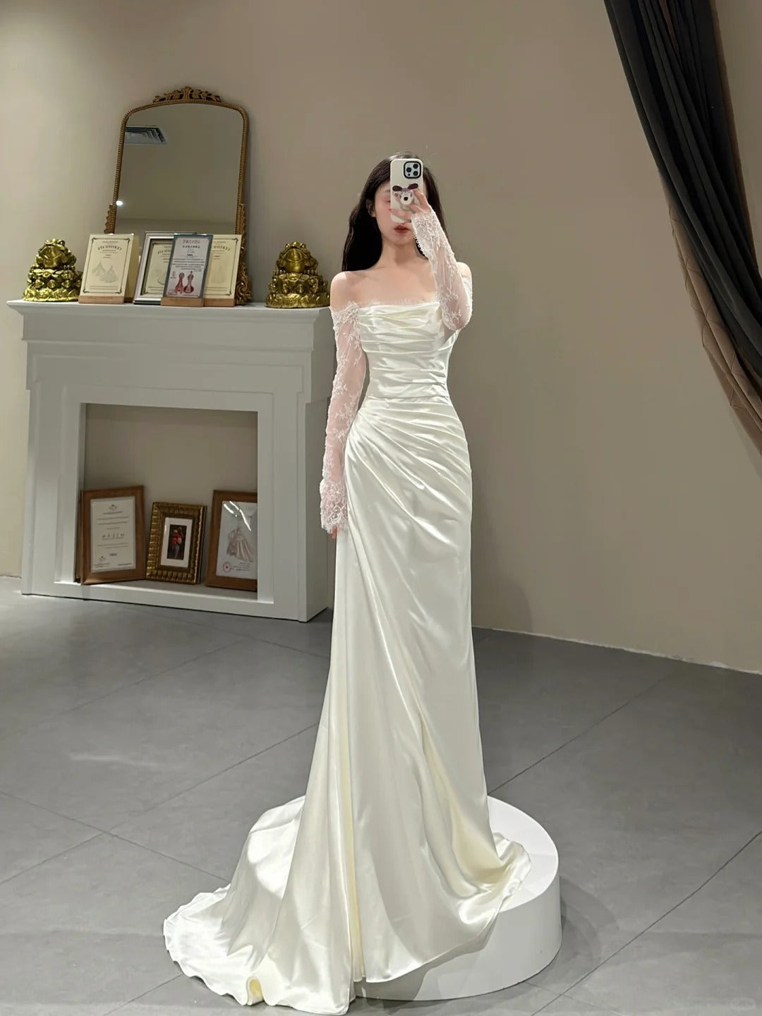 Princess Simple Dress, Ivory Prom Dress, Evening Dress, Feminine Party Dress, Wedding Dress fg3996