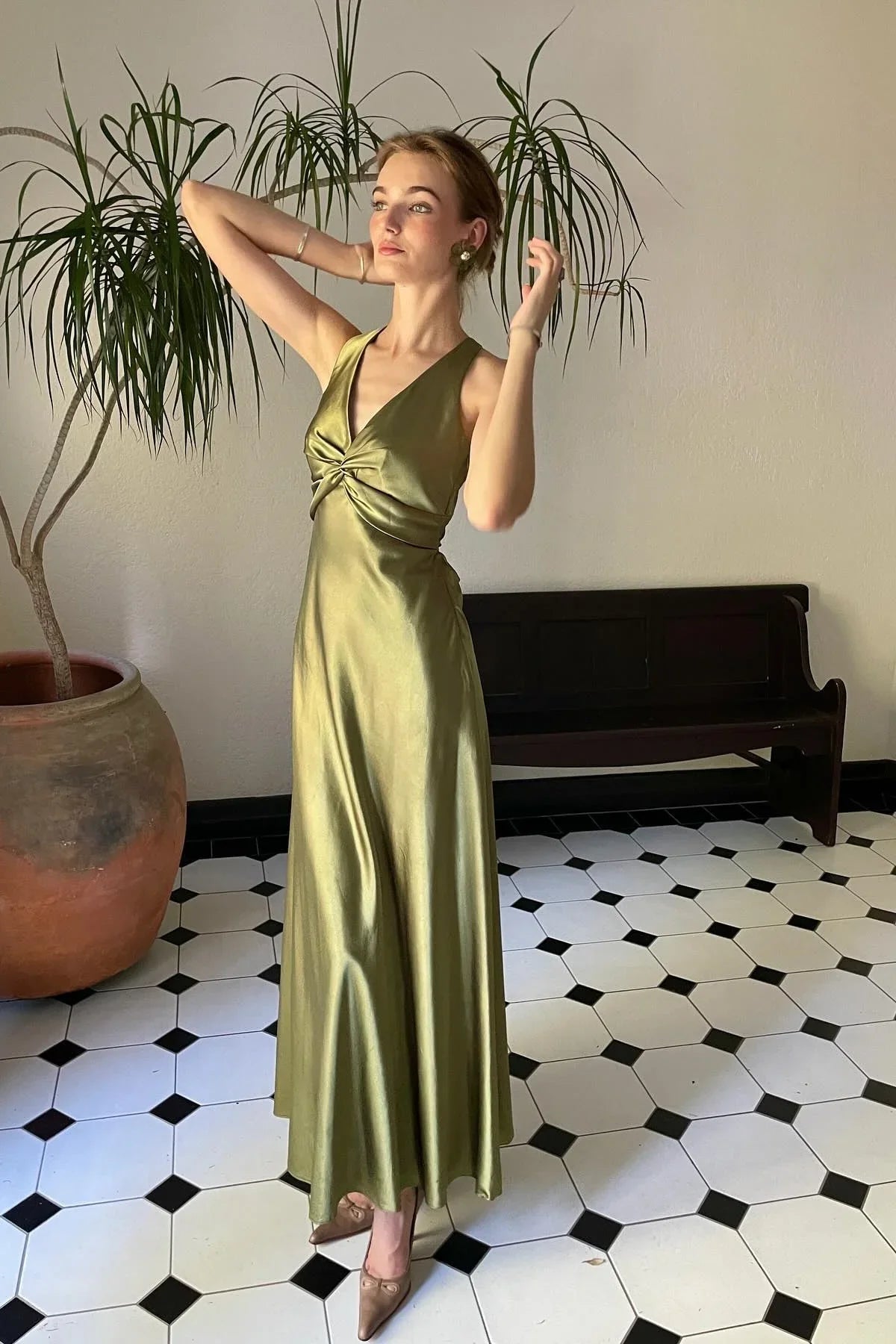 Simple A Line Halter Purple Satin Open Back Prom Dress Evening Dress SH2533
