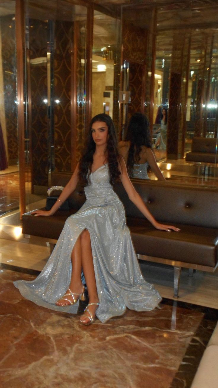 Light blue Long sexy party prom dress fg5794