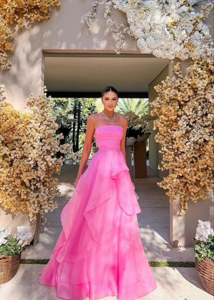 Pink Long Formal Gowns, Pink Party Dresses fg2673