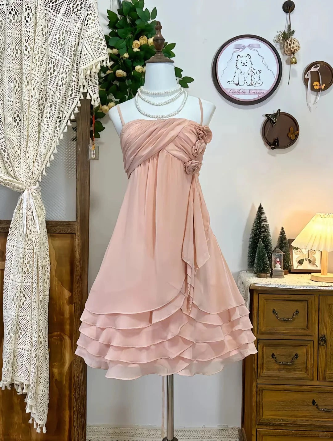 A Line Pink Vintage Short Party Dress Cocktail Dresses Homecoming Dress cg25827