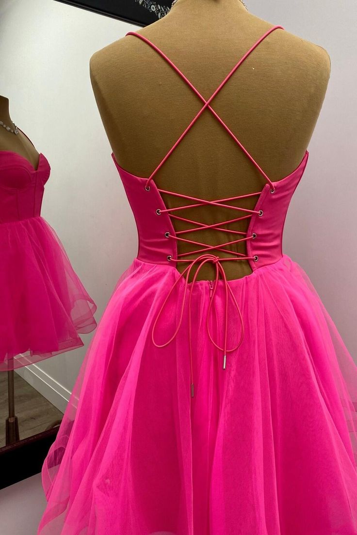 Hot Pink Corset A-line Short Princess Dress Homecoming Dress Short Party Dress fg5715