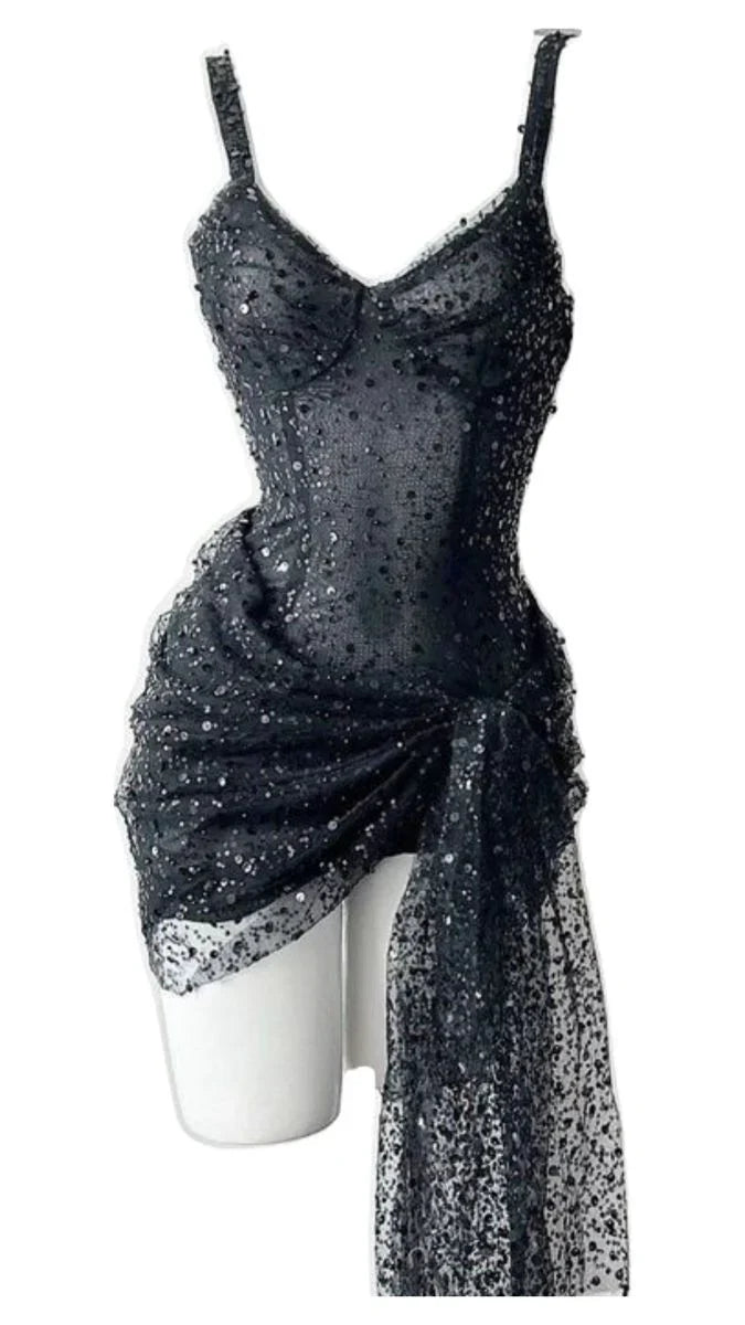 preppydressess-Pink/Black Sparkling Sequin Short Homecoming Dress Cocktail/Birthday Party Dress gh5016