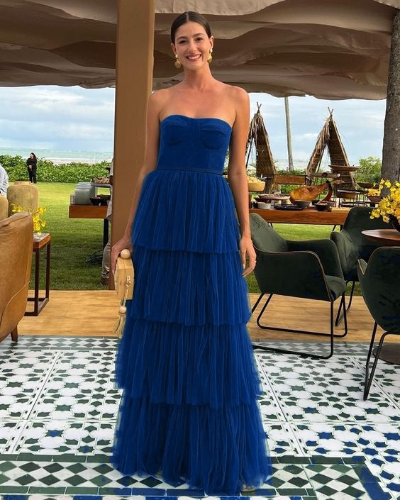 A Line Tulle Long prom dresses evening party dress        cg24929