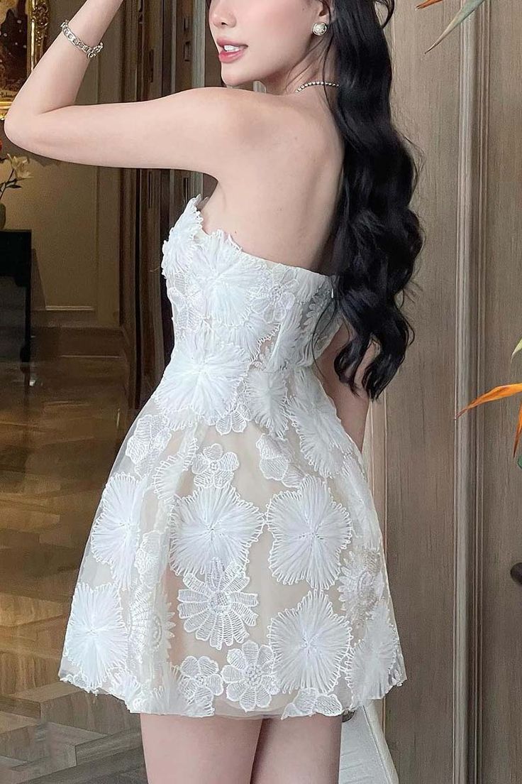 Strapless Sleeveless Appliqued Tulle A-Line Mini Homecoming Dress fg5815