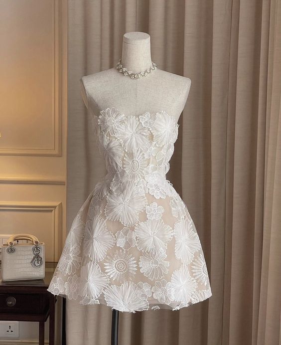 Strapless Sleeveless Appliqued Tulle A-Line Mini Homecoming Dress fg5815