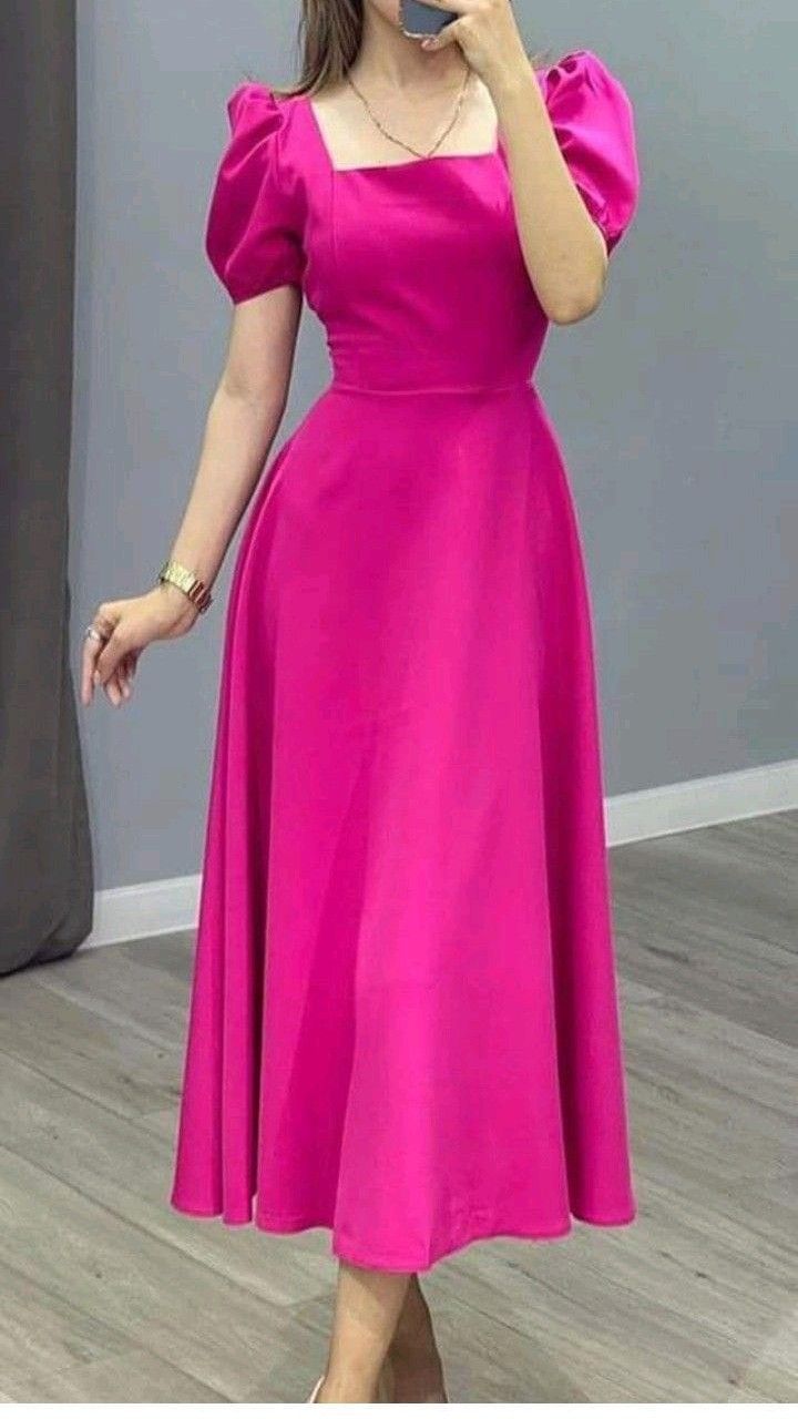 A Line Hot Pink Satin Prom Dress Formal Evening Dress fg6324
