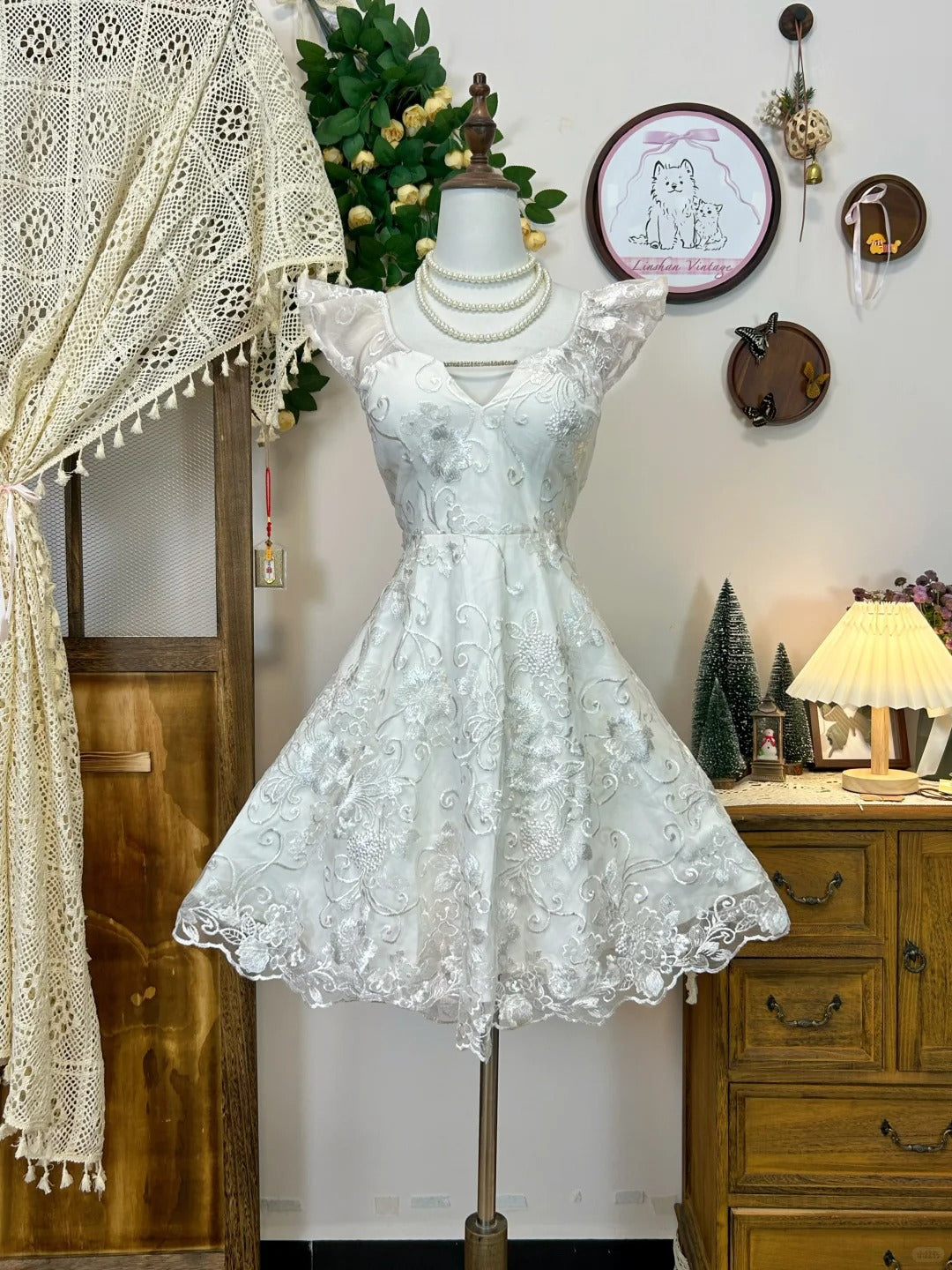 A Line White Vintage Short Party Dress Cocktail Dresses Homecoming Dress cg25802