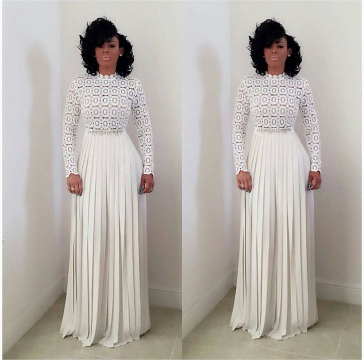 White Long Prom Dress With Sleeves cg13728