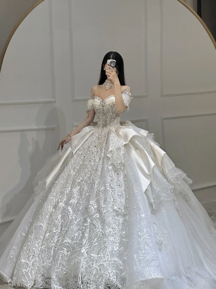 A Line Luxurious Wedding Dresses, Long Bridal Gowns cg25646