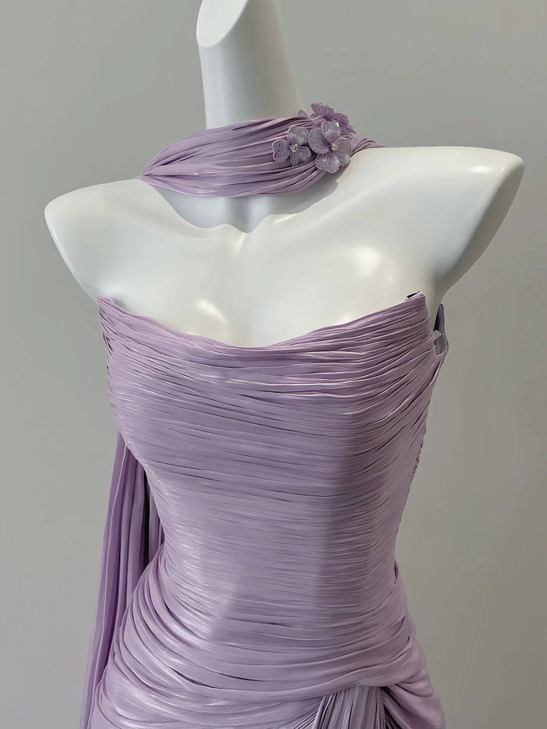 Top gentle purple streamer satin beautiful ball gown evening dress prom dress gh4331