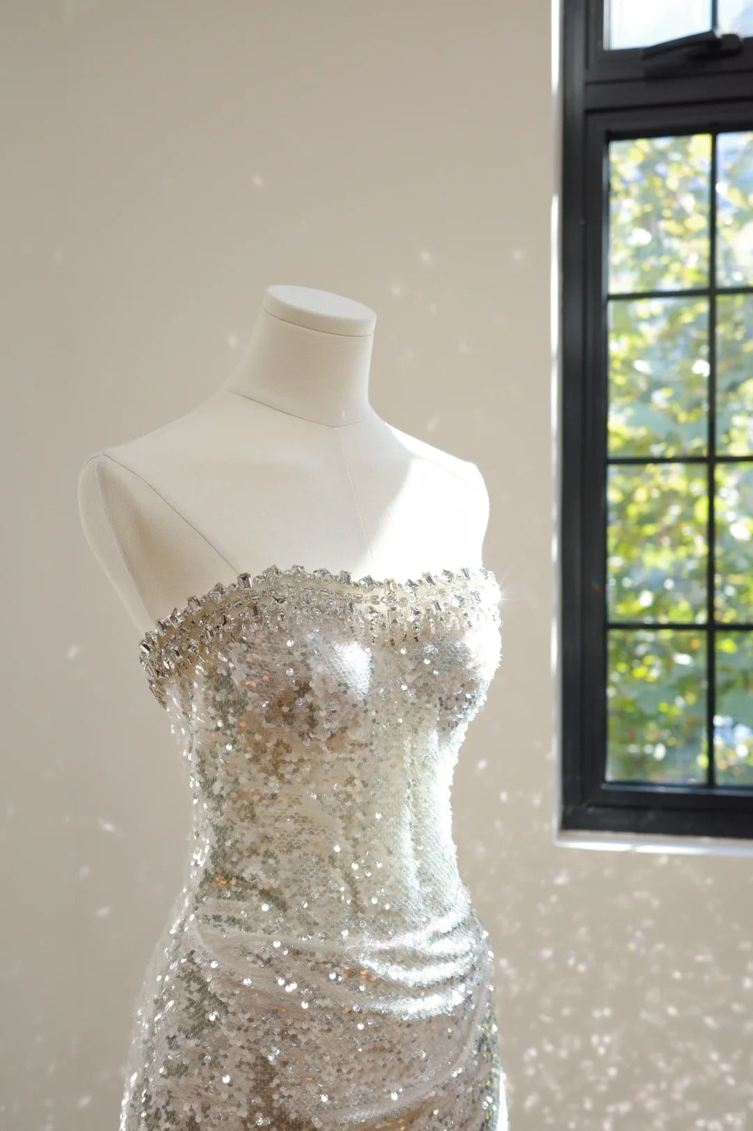 Silver luxury gorgeous crystal sequins shiny long Prom dress evening dress gh5066