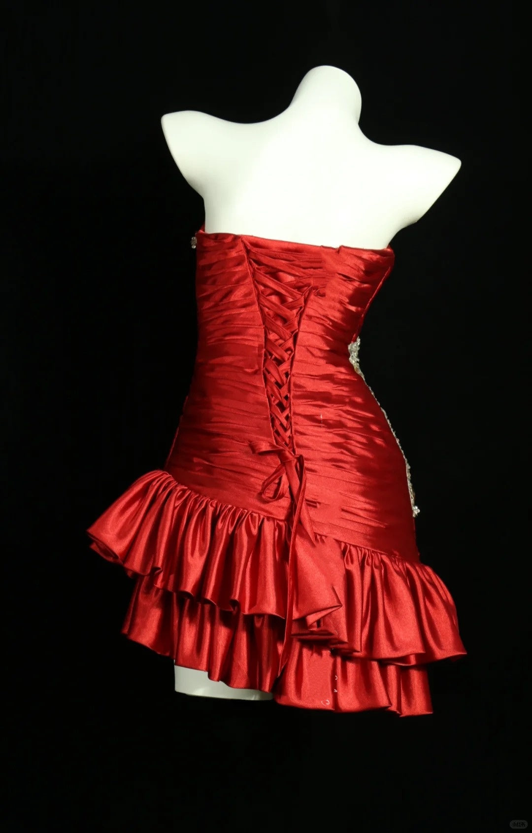 Homecoming dress vintage red beaded short satin beautiful prom dress evening dress party dress banquet dress gh4721