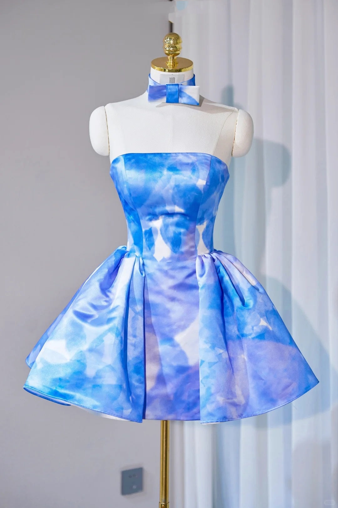 Blue Sweet Homecoming Dress Short Satin Prom Dress Evening Dress Party Dress gh4557