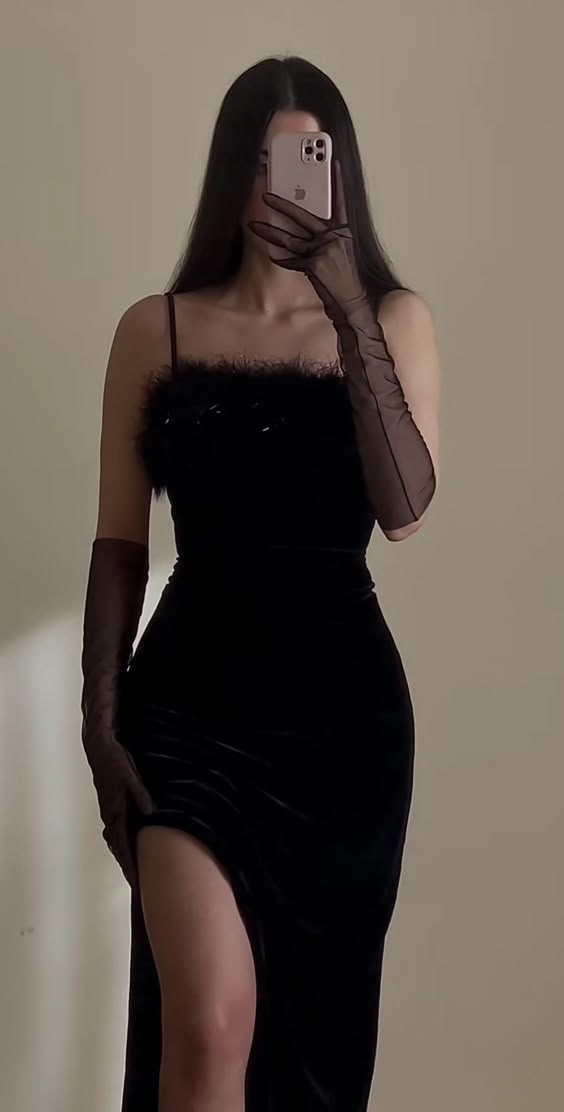 Mermaid Straps Long Slit Black Feather Prom Dresses fg6479